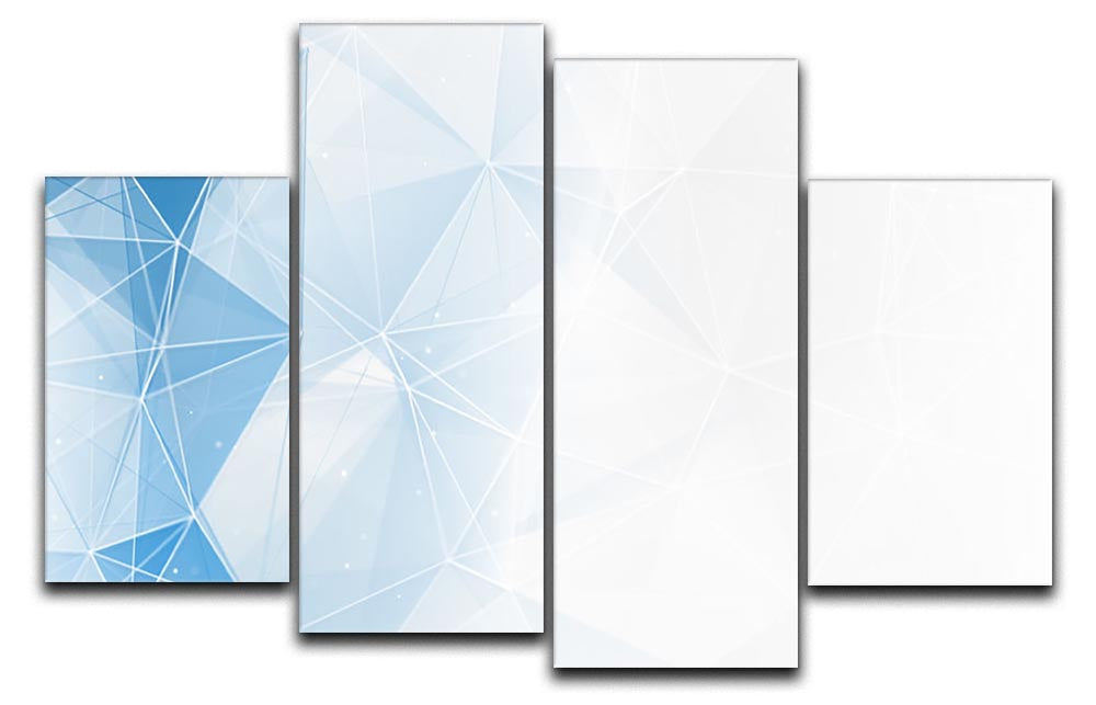 Blue Ombre Geometrical Web 4 Split Panel Canvas - Canvas Art Rocks - 1