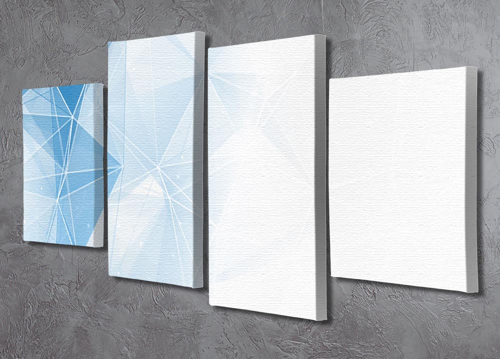 Blue Ombre Geometrical Web 4 Split Panel Canvas - Canvas Art Rocks - 2