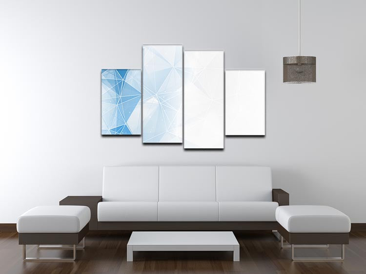 Blue Ombre Geometrical Web 4 Split Panel Canvas - Canvas Art Rocks - 3