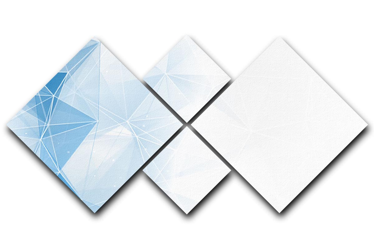 Blue Ombre Geometrical Web 4 Square Multi Panel Canvas - Canvas Art Rocks - 1