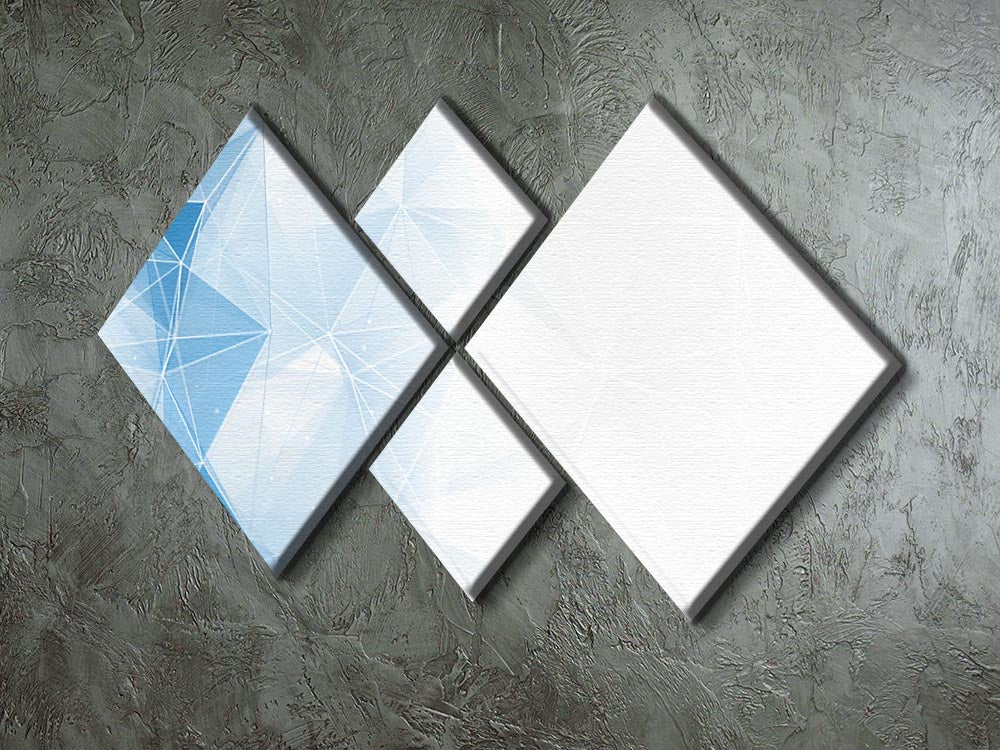 Blue Ombre Geometrical Web 4 Square Multi Panel Canvas - Canvas Art Rocks - 2