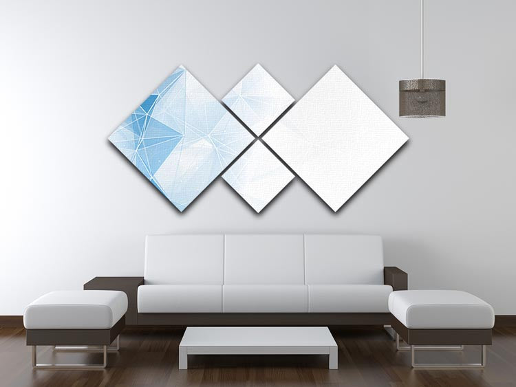 Blue Ombre Geometrical Web 4 Square Multi Panel Canvas - Canvas Art Rocks - 3