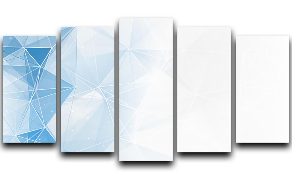 Blue Ombre Geometrical Web 5 Split Panel Canvas - Canvas Art Rocks - 1