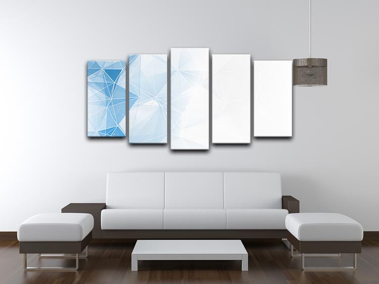 Blue Ombre Geometrical Web 5 Split Panel Canvas - Canvas Art Rocks - 3