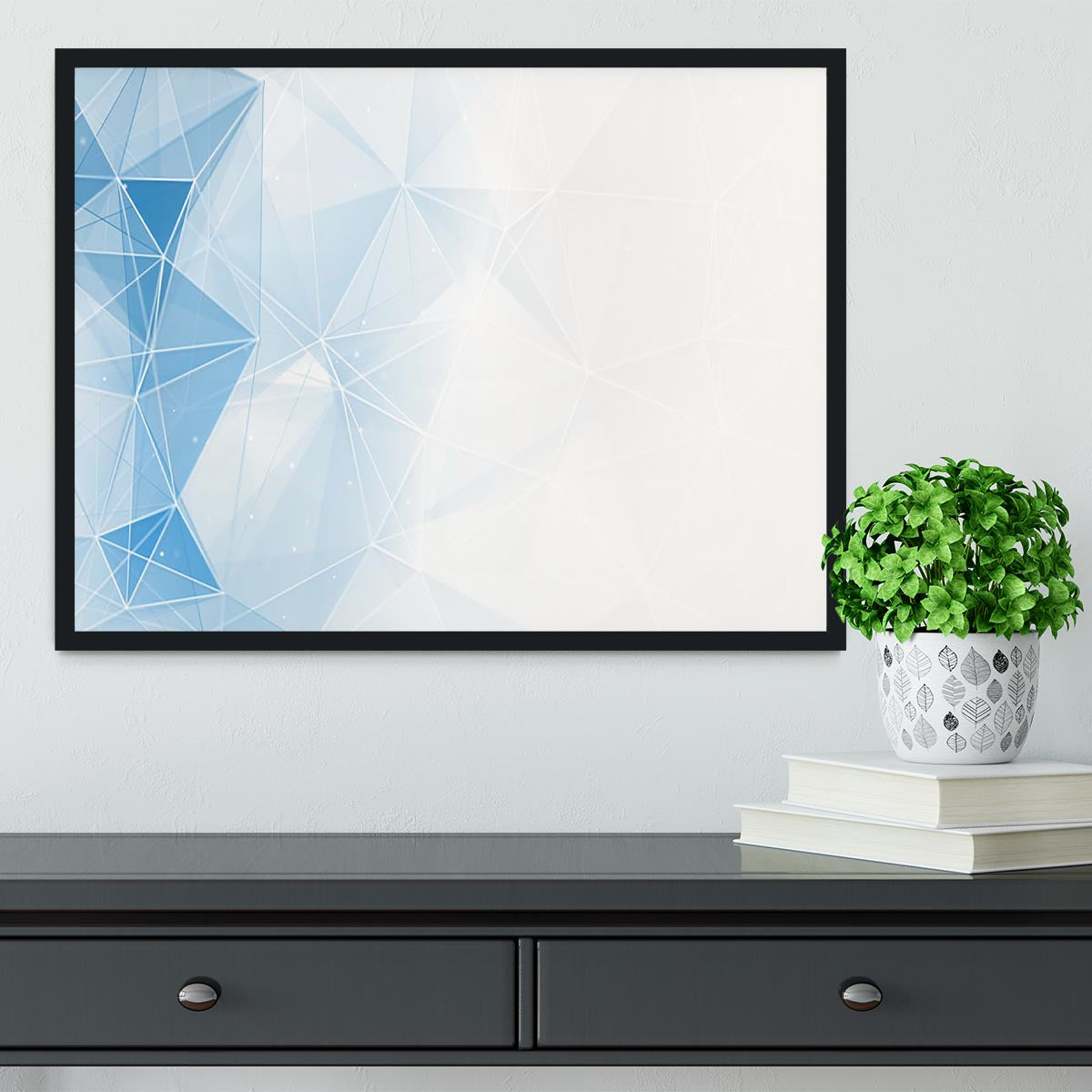 Blue Ombre Geometrical Web Framed Print - Canvas Art Rocks - 2