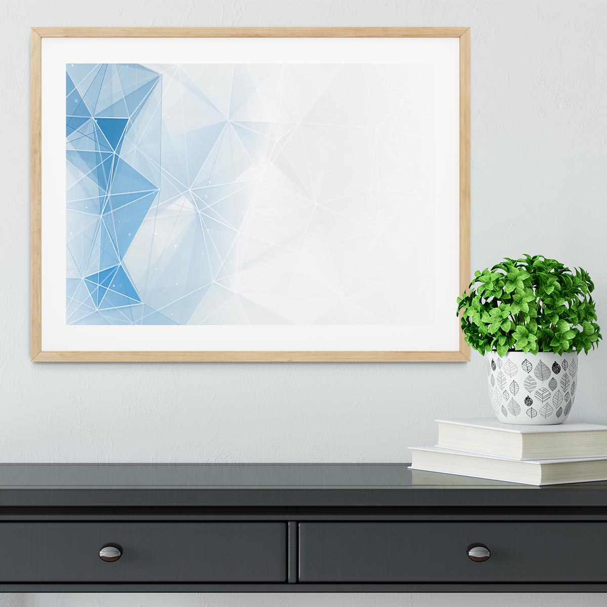 Blue Ombre Geometrical Web Framed Print - Canvas Art Rocks - 3