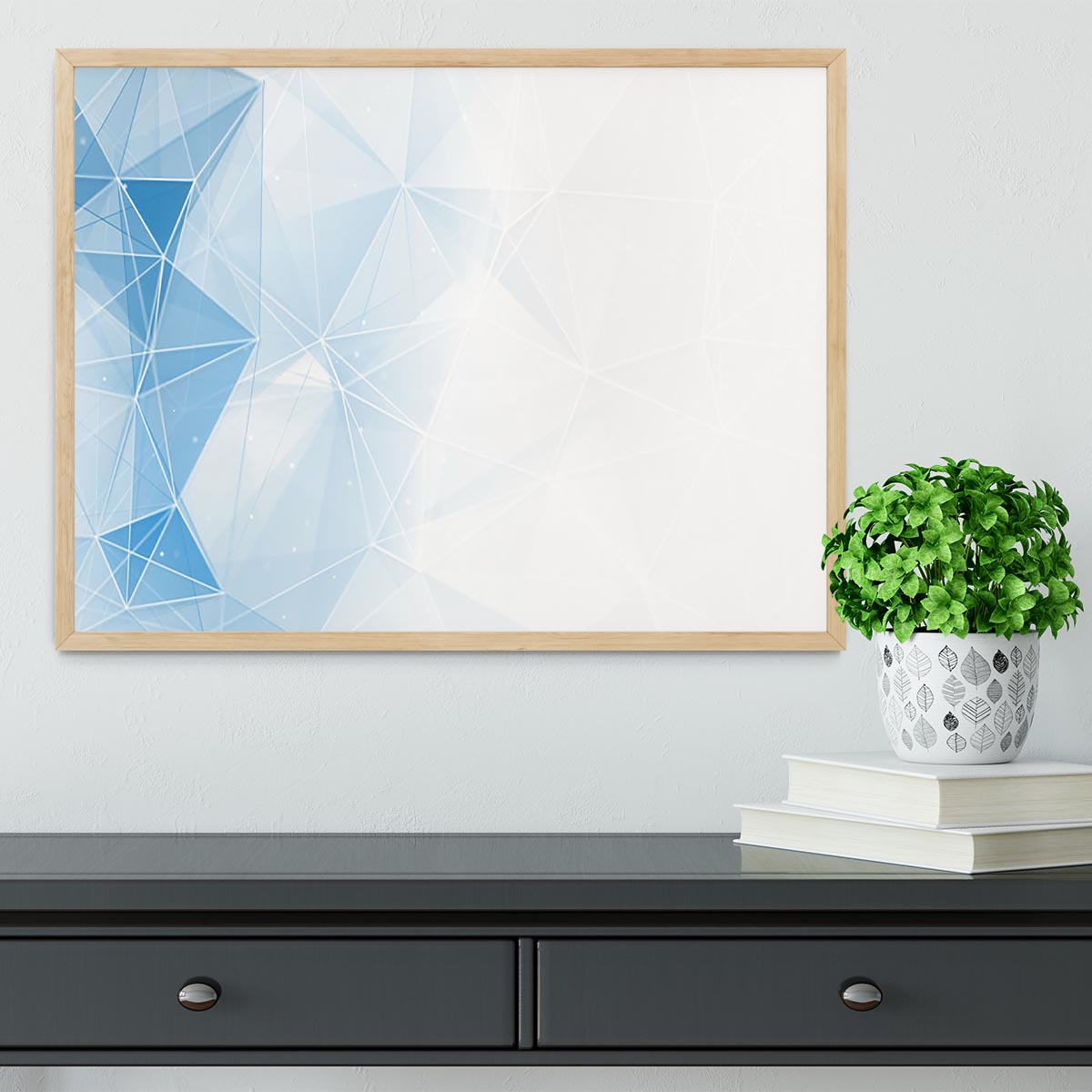 Blue Ombre Geometrical Web Framed Print - Canvas Art Rocks - 4