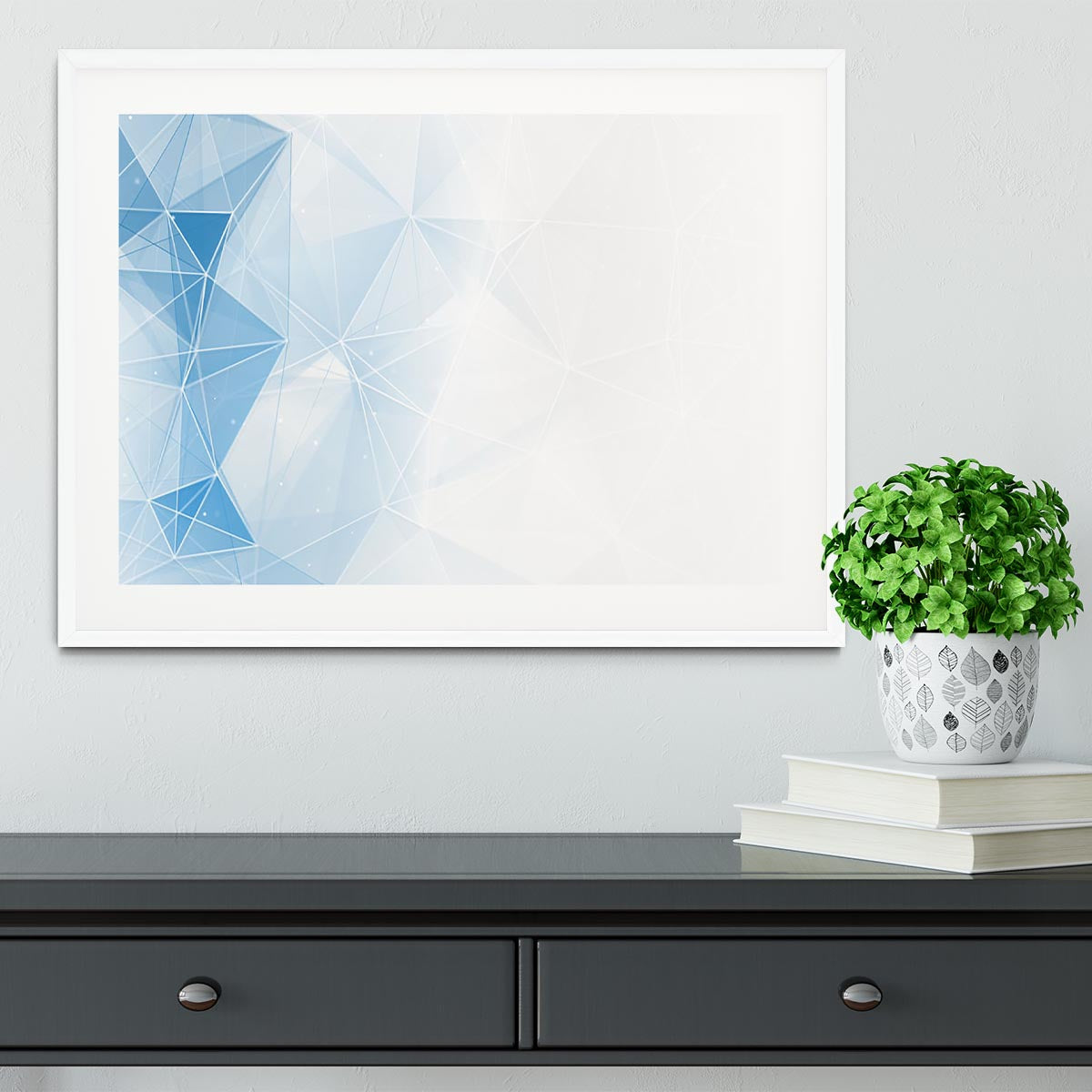 Blue Ombre Geometrical Web Framed Print - Canvas Art Rocks - 5