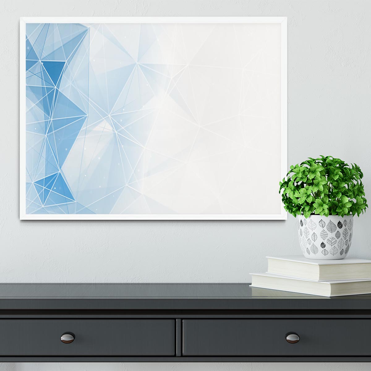 Blue Ombre Geometrical Web Framed Print - Canvas Art Rocks -6