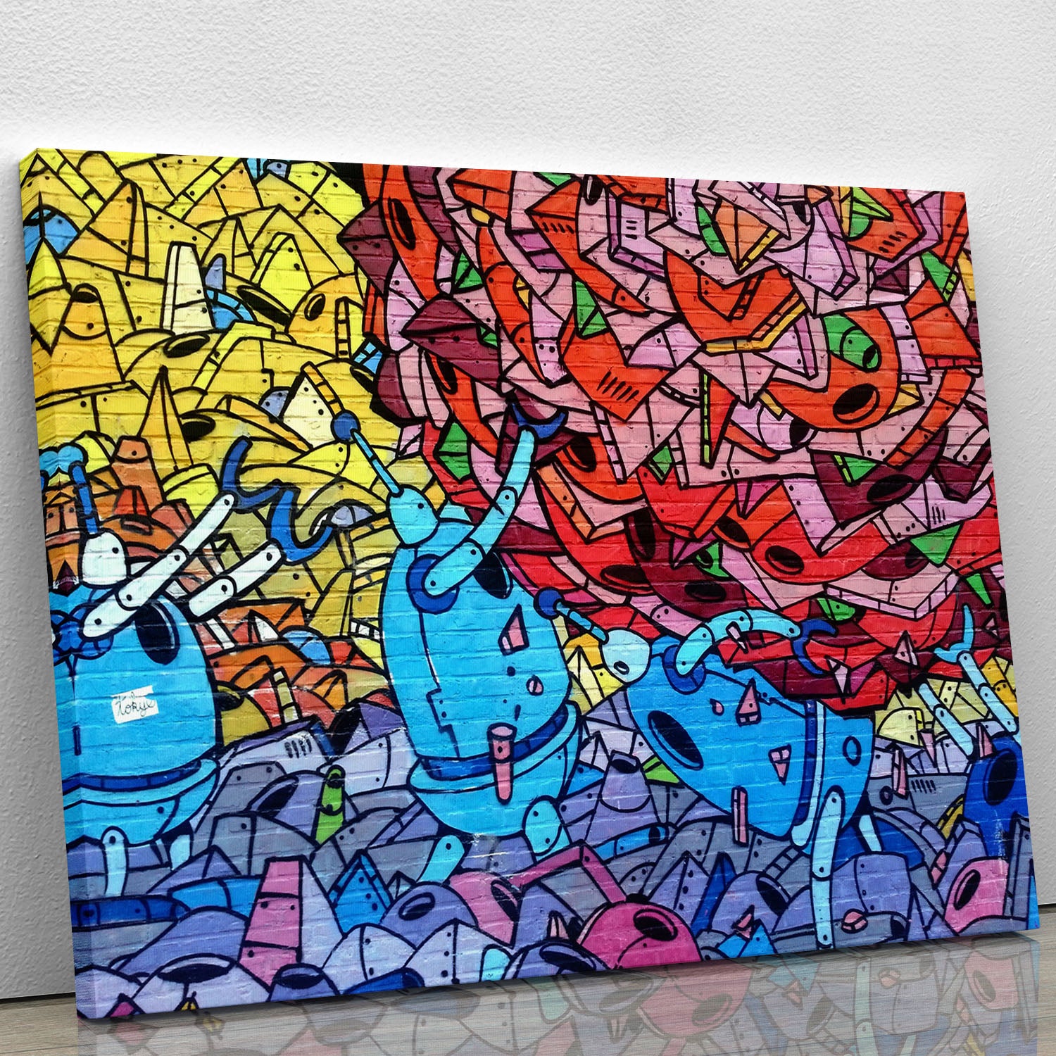 Blue Robot Graffiti Canvas Print or Poster - Canvas Art Rocks - 1