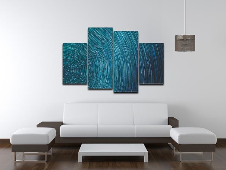 Blue Star Abstract Painting 4 Split Panel Canvas - Canvas Art Rocks - 3