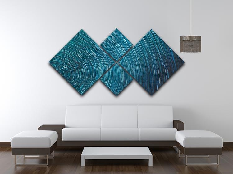 Blue Star Abstract Painting 4 Square Multi Panel Canvas - Canvas Art Rocks - 3