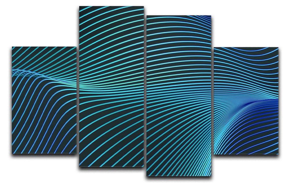 Blue Toned Waves 4 Split Panel Canvas - Canvas Art Rocks - 1