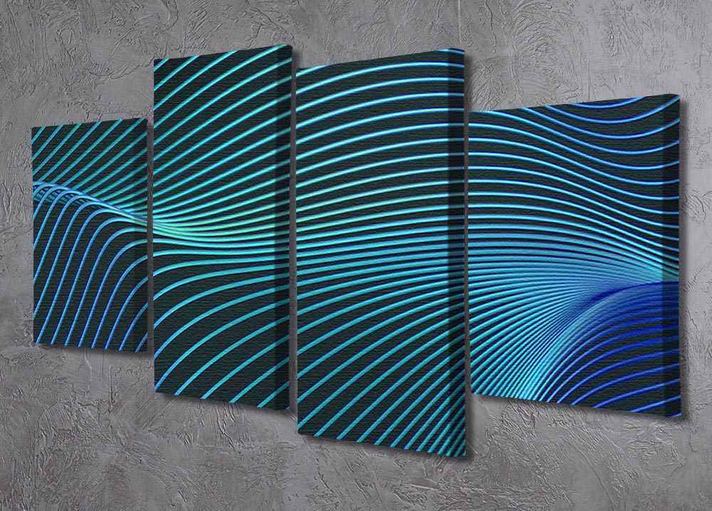 Blue Toned Waves 4 Split Panel Canvas - Canvas Art Rocks - 2