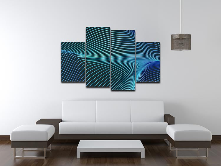 Blue Toned Waves 4 Split Panel Canvas - Canvas Art Rocks - 3