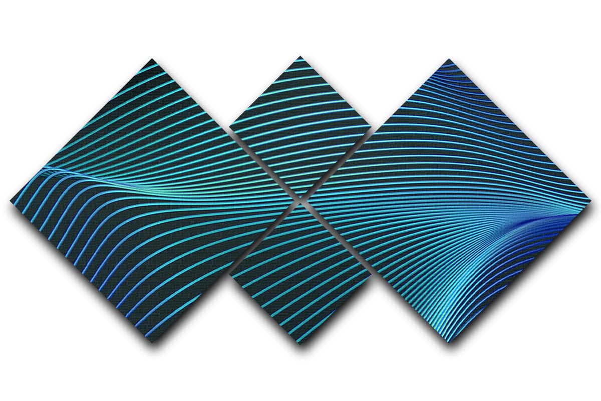 Blue Toned Waves 4 Square Multi Panel Canvas - Canvas Art Rocks - 1