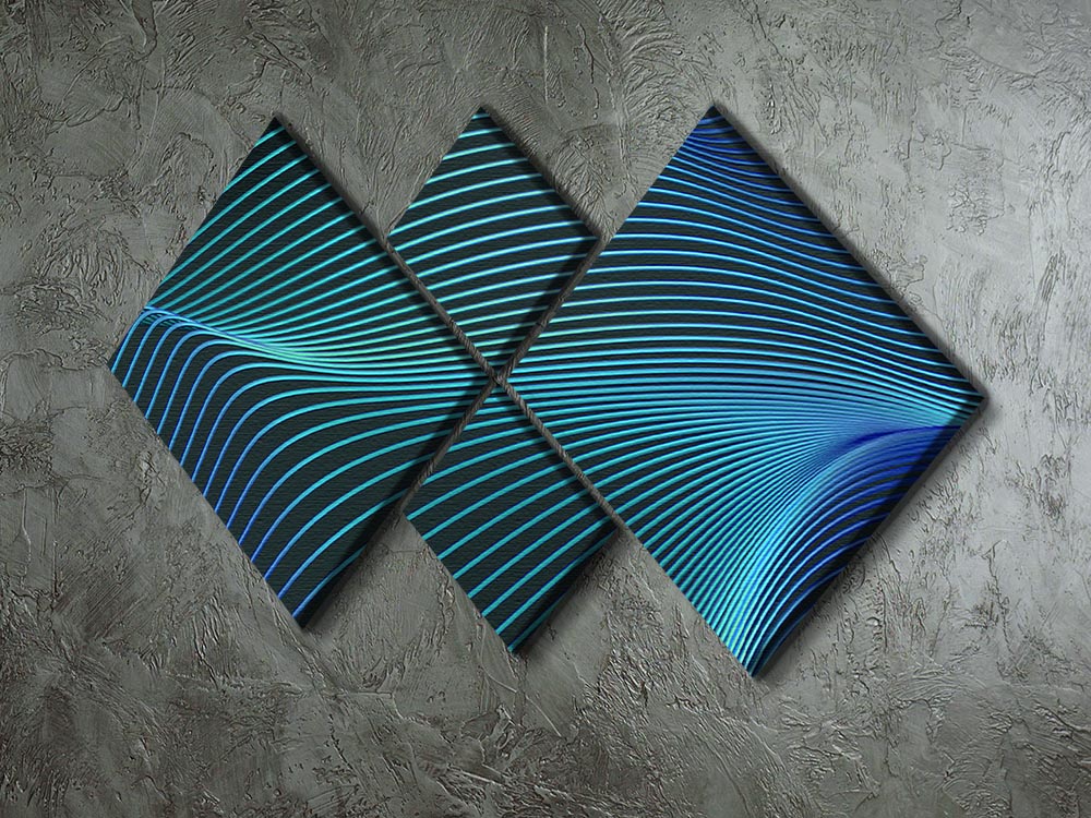 Blue Toned Waves 4 Square Multi Panel Canvas - Canvas Art Rocks - 2