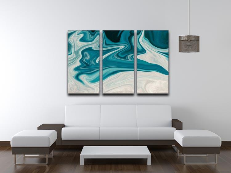 Blue Water Splash 3 Split Panel Canvas Print - Canvas Art Rocks - 3
