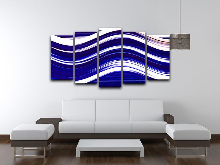 Blue Wave 5 Split Panel Canvas - Canvas Art Rocks - 3