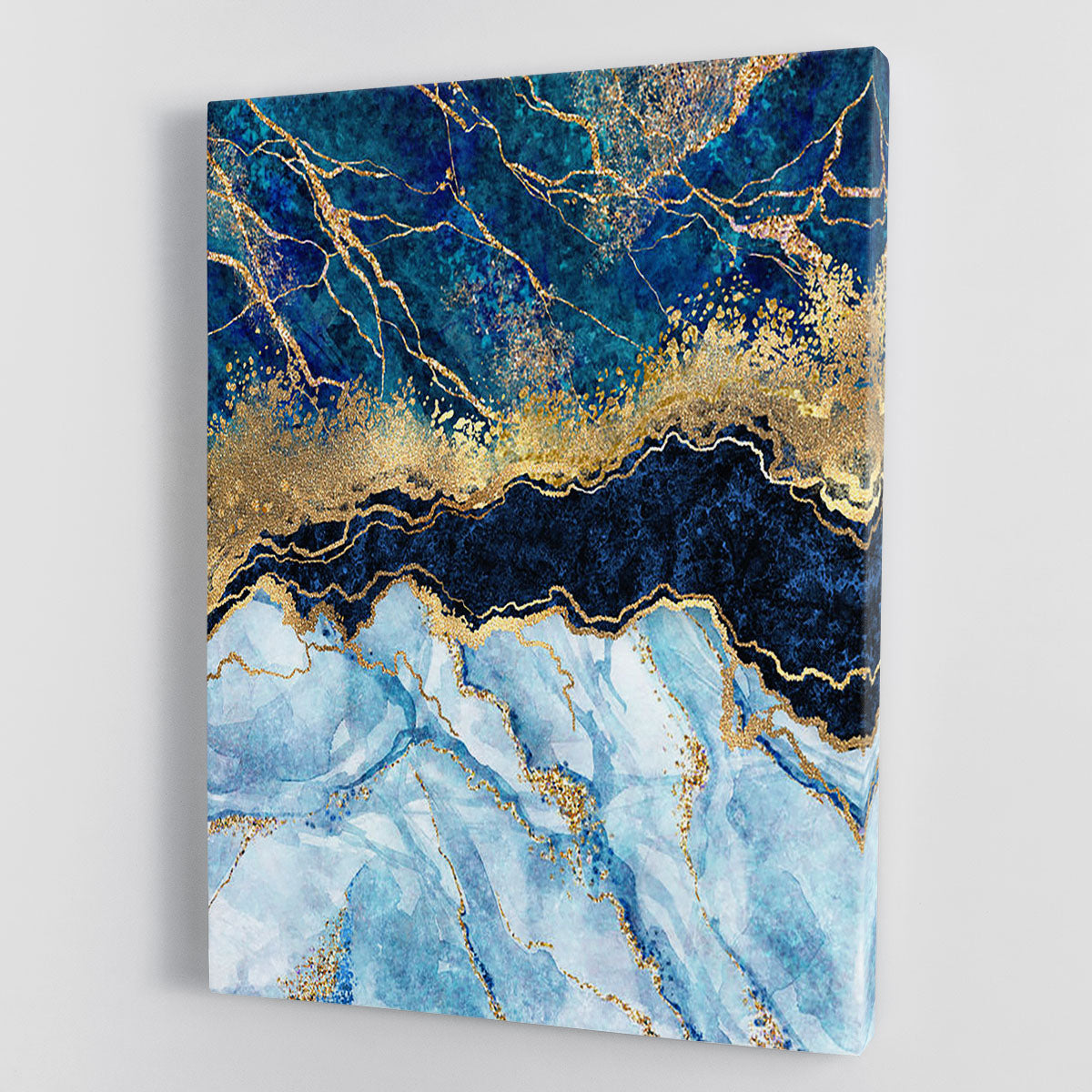 Blue and Gold Layered Marble Canvas Print or Poster - Canvas Art Rocks - 1