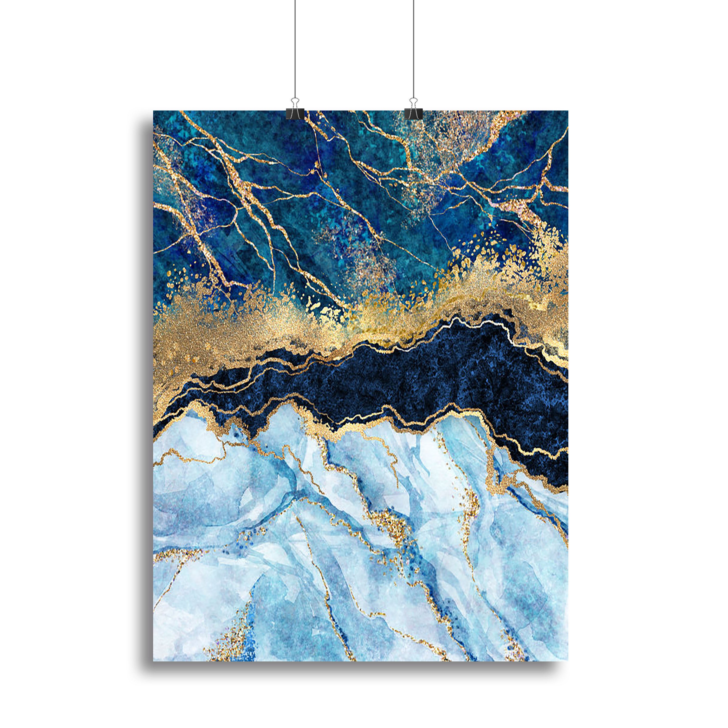Blue and Gold Layered Marble Canvas Print or Poster - Canvas Art Rocks - 2