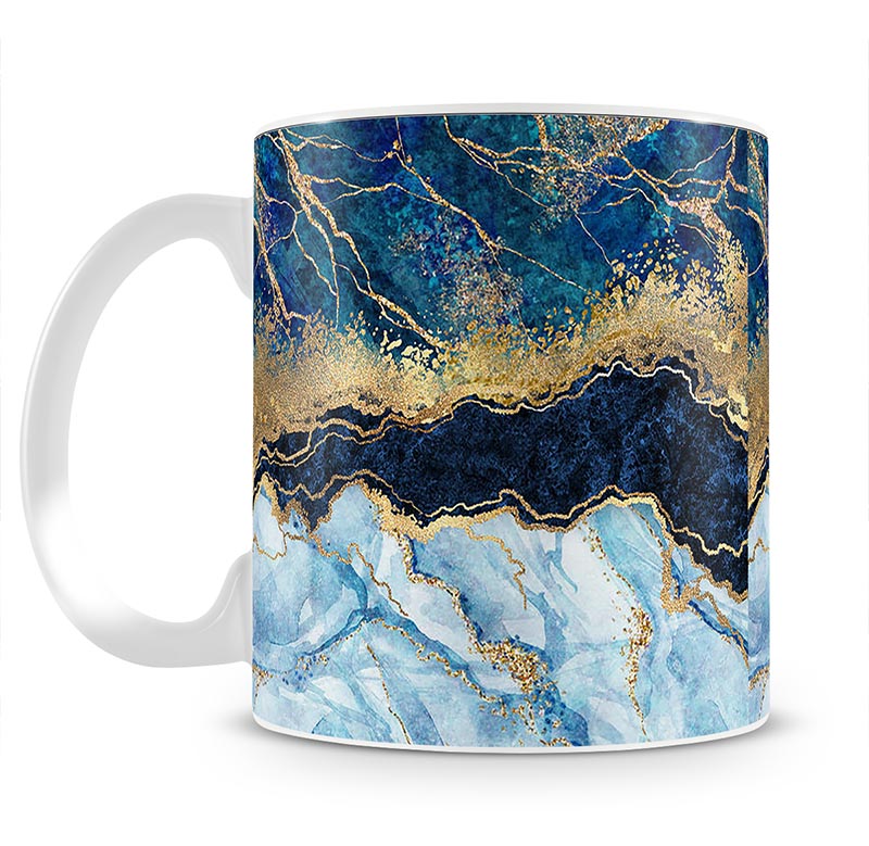 Blue and Gold Layered Marble Mug - Canvas Art Rocks - 1