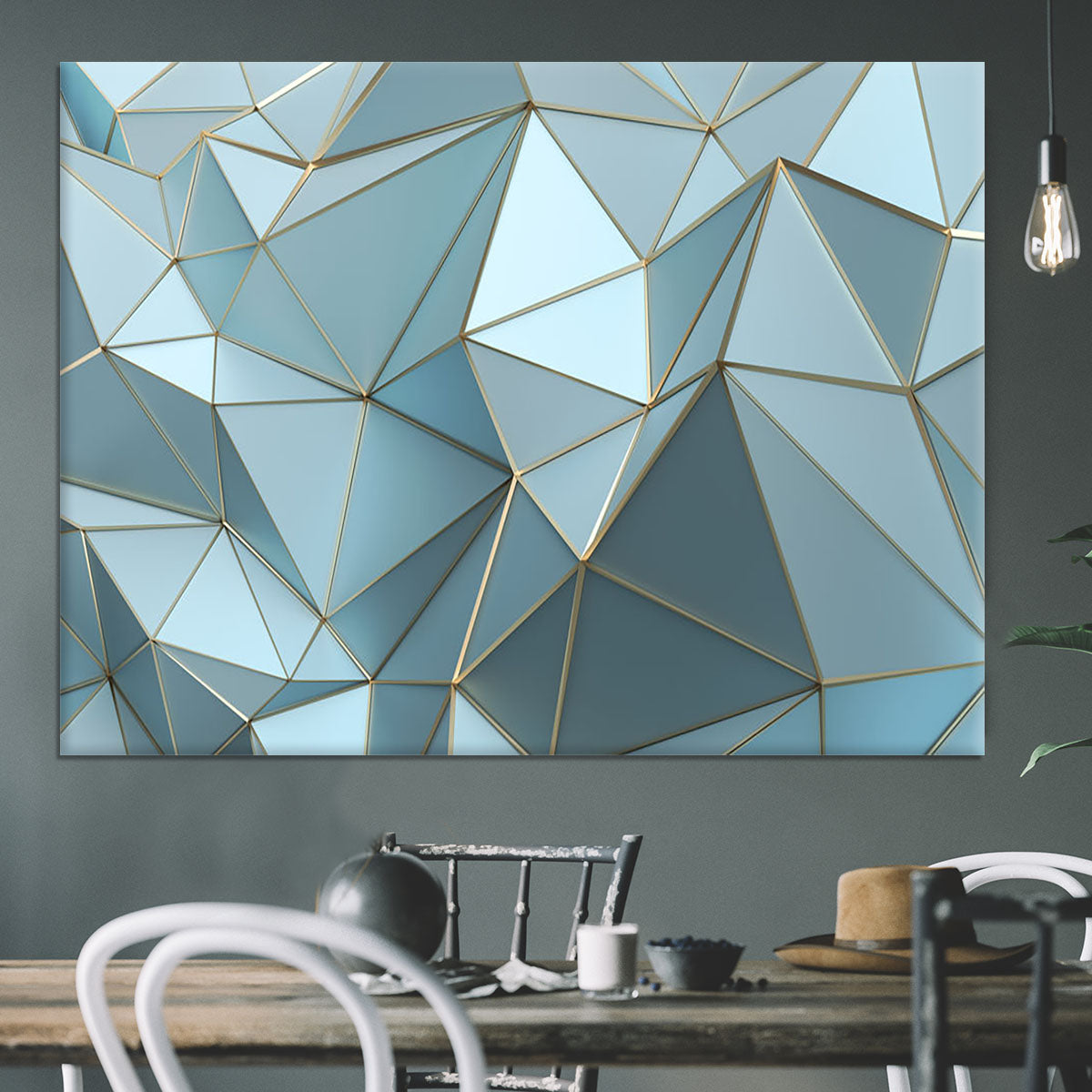 Blue and Gold Triangulated Surface Canvas Print or Poster - Canvas Art Rocks - 3