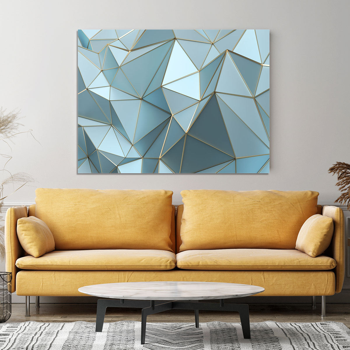 Blue and Gold Triangulated Surface Canvas Print or Poster - Canvas Art Rocks - 4