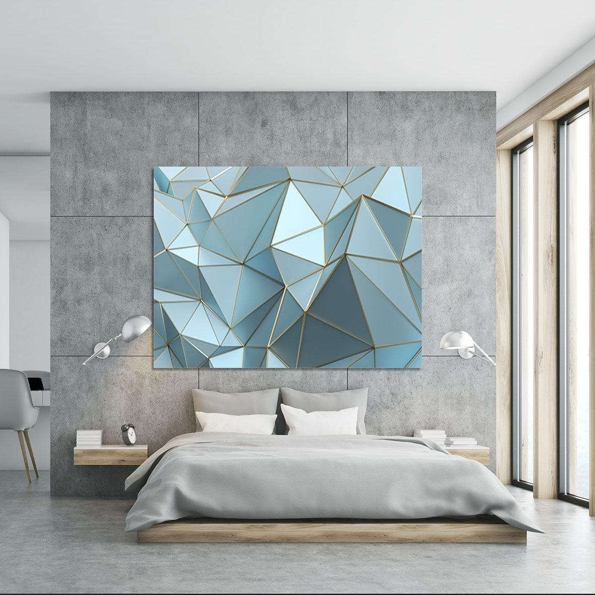 Blue and Gold Triangulated Surface Canvas Print or Poster - Canvas Art Rocks - 5