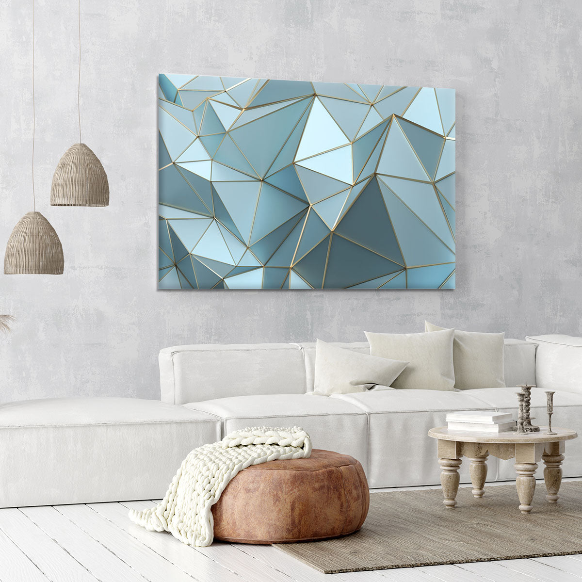 Blue and Gold Triangulated Surface Canvas Print or Poster - Canvas Art Rocks - 6