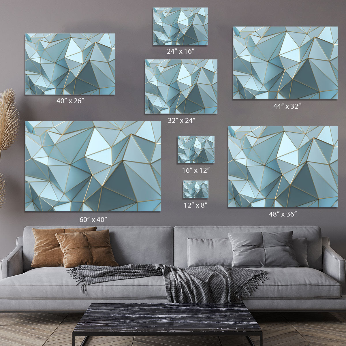 Blue and Gold Triangulated Surface Canvas Print or Poster - Canvas Art Rocks - 7