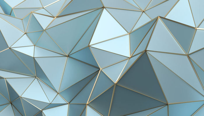 Blue and Gold Triangulated Surface Wall Mural Wallpaper