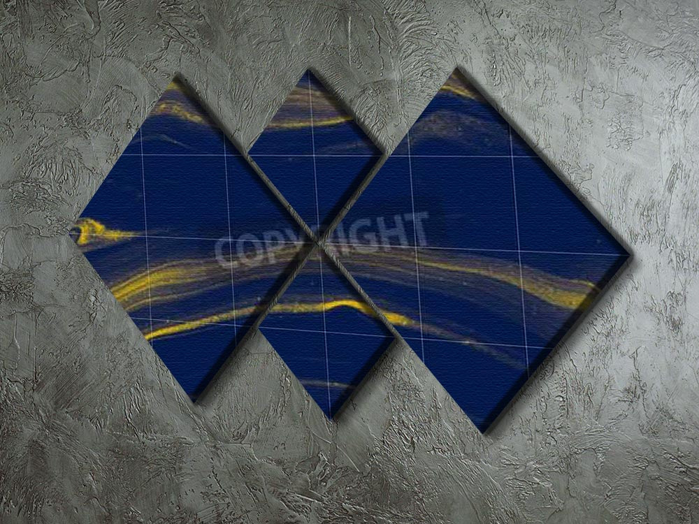 Blue and Gold Veined Marble 4 Square Multi Panel Canvas - Canvas Art Rocks - 2