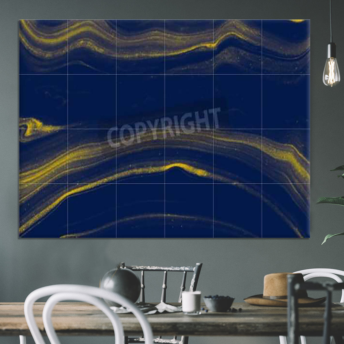 Blue and Gold Veined Marble Canvas Print or Poster - Canvas Art Rocks - 3