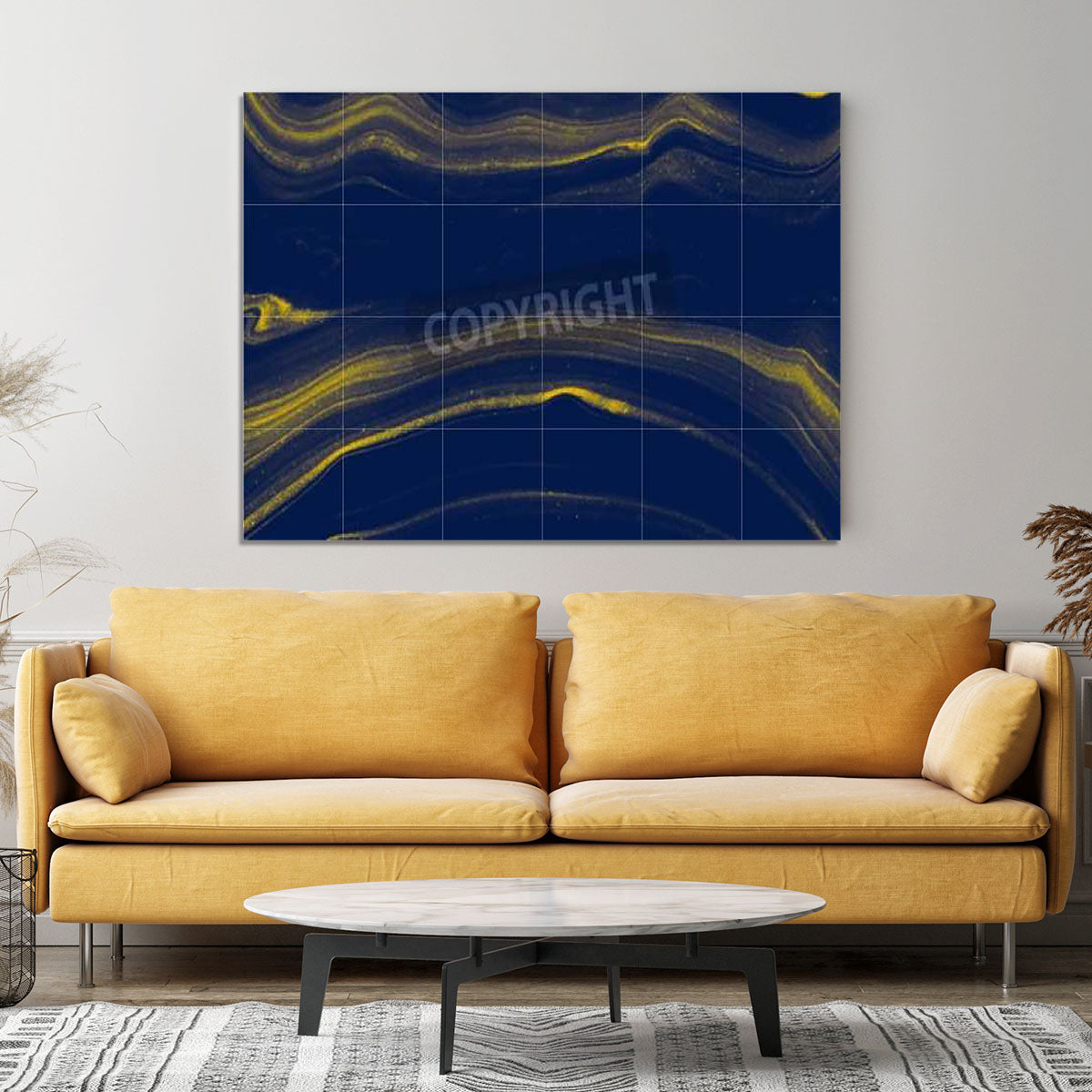 Blue and Gold Veined Marble Canvas Print or Poster - Canvas Art Rocks - 4