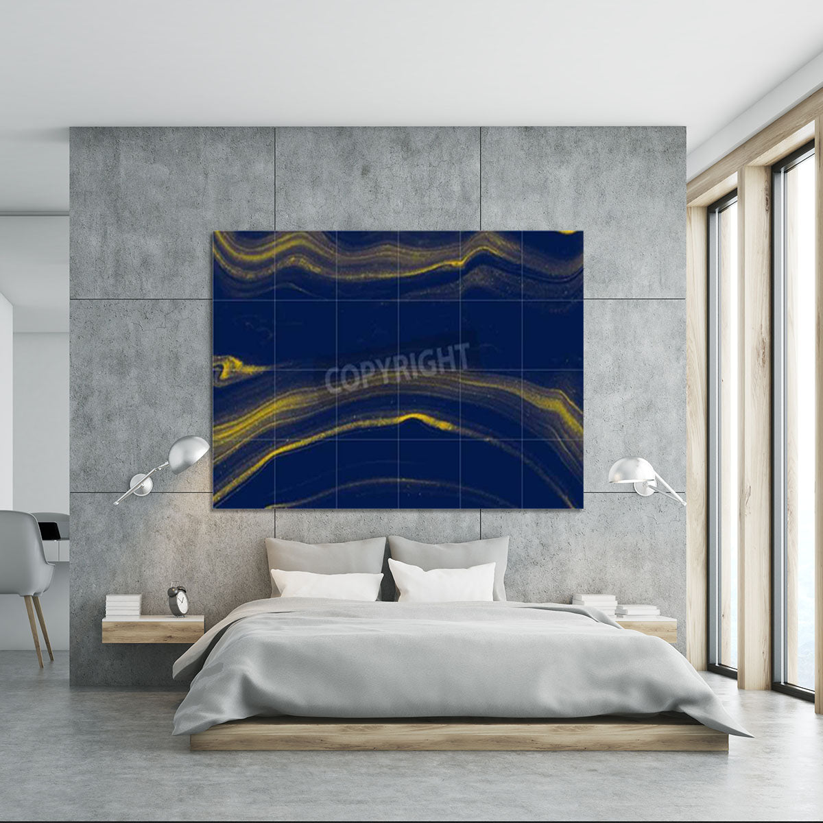 Blue and Gold Veined Marble Canvas Print or Poster - Canvas Art Rocks - 5
