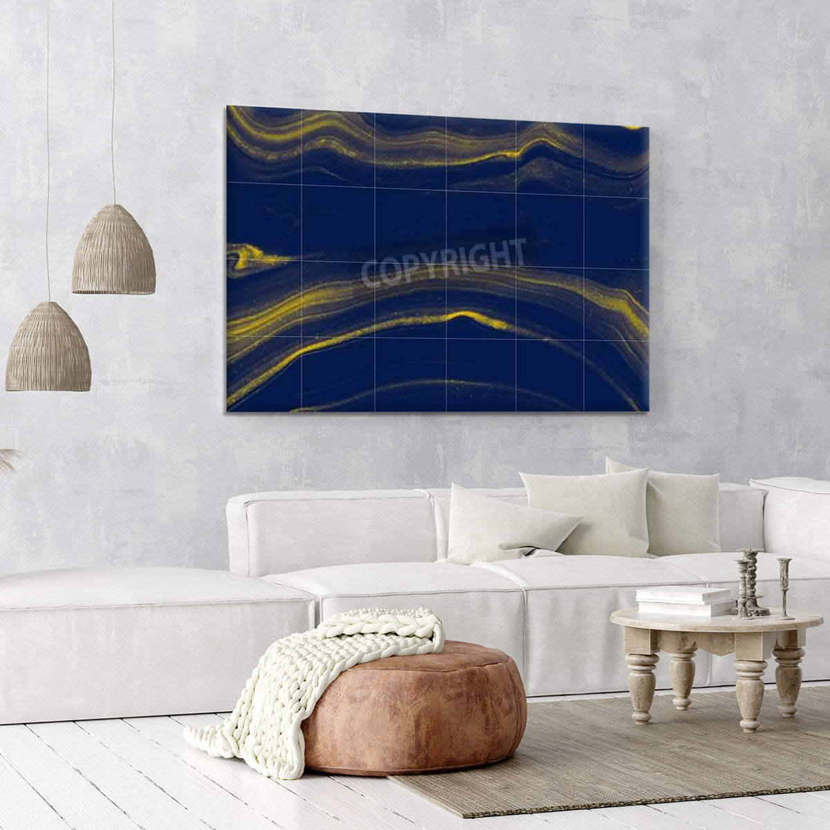 Blue and Gold Veined Marble Canvas Print or Poster - Canvas Art Rocks - 6