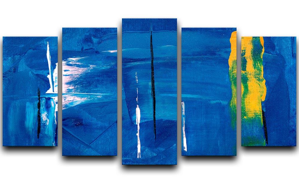 Blue and Green Abstract Painting 5 Split Panel Canvas  - Canvas Art Rocks - 1