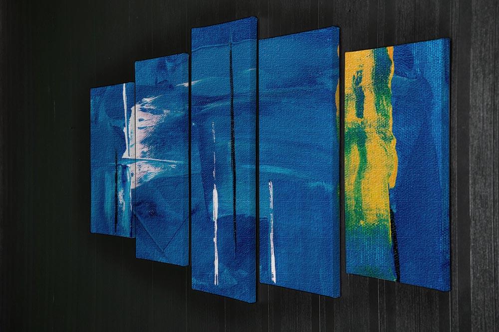 Blue and Green Abstract Painting 5 Split Panel Canvas - Canvas Art Rocks - 2