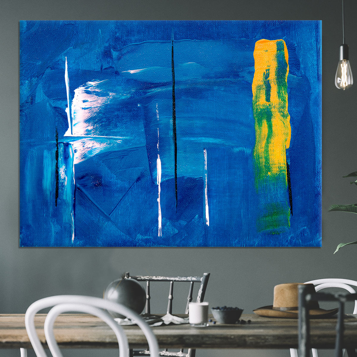 Blue and Green Abstract Painting Canvas Print or Poster - Canvas Art Rocks - 3