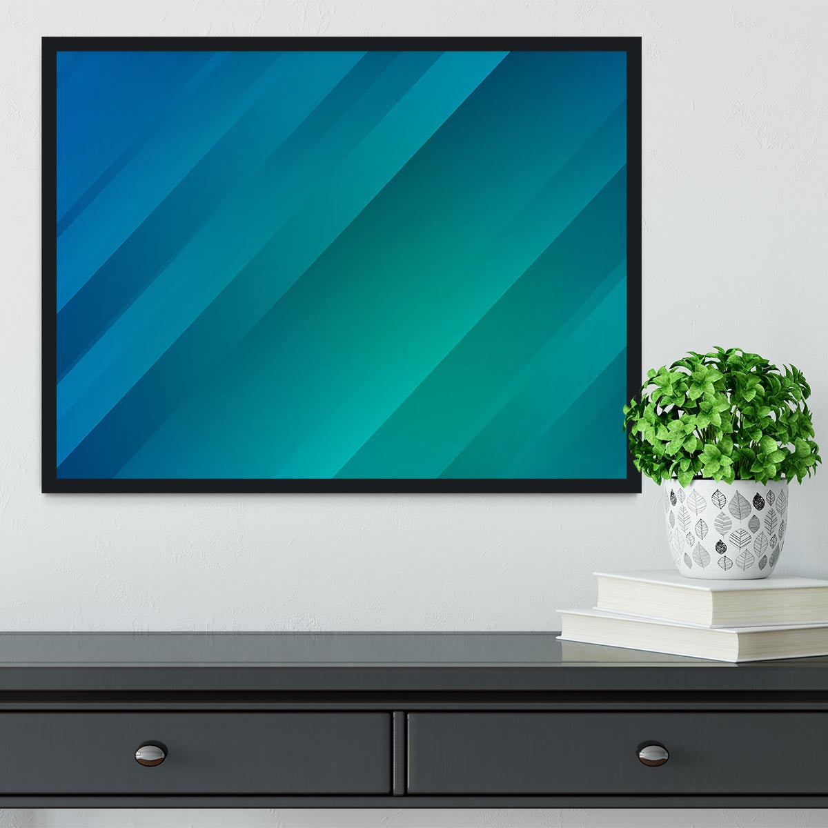 Blue and Green Framed Print - Canvas Art Rocks - 2