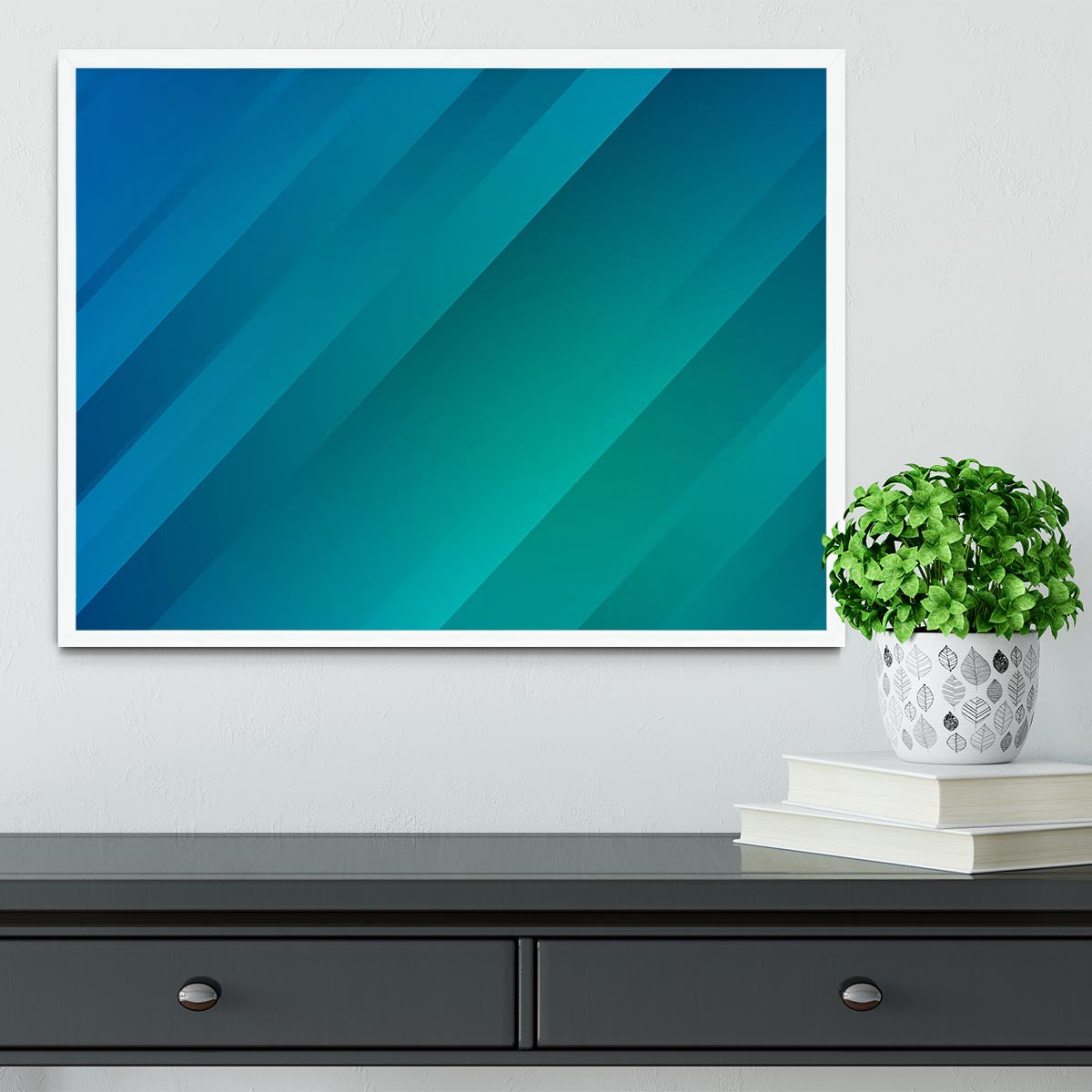 Blue and Green Framed Print - Canvas Art Rocks -6