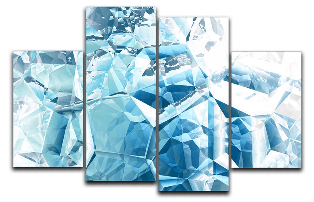 Blue and White Crystal 4 Split Panel Canvas - Canvas Art Rocks - 1