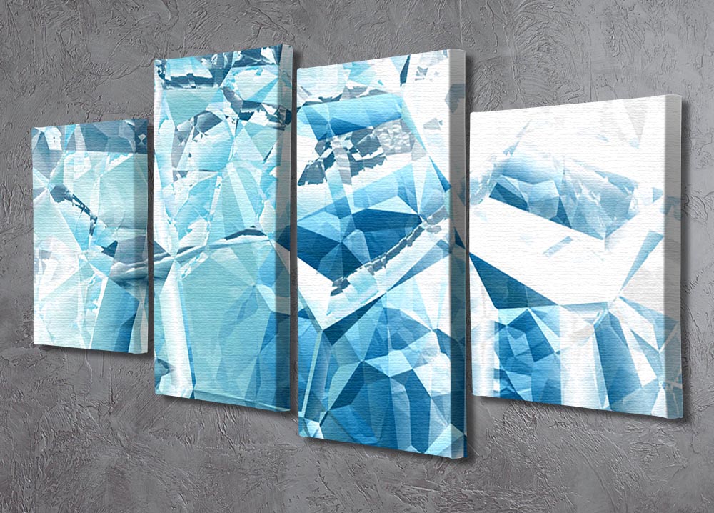 Blue and White Crystal 4 Split Panel Canvas - Canvas Art Rocks - 2