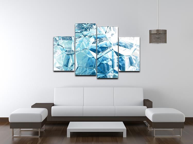 Blue and White Crystal 4 Split Panel Canvas - Canvas Art Rocks - 3