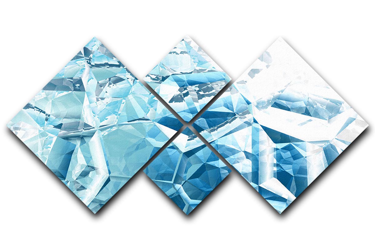 Blue and White Crystal 4 Square Multi Panel Canvas - Canvas Art Rocks - 1