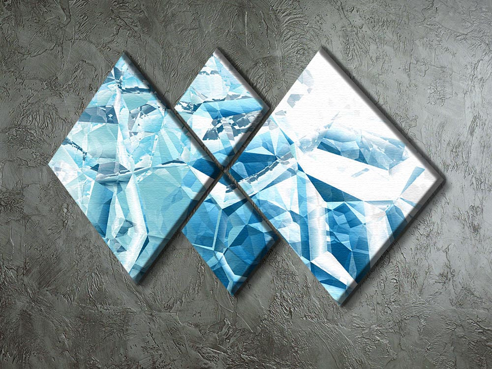 Blue and White Crystal 4 Square Multi Panel Canvas - Canvas Art Rocks - 2