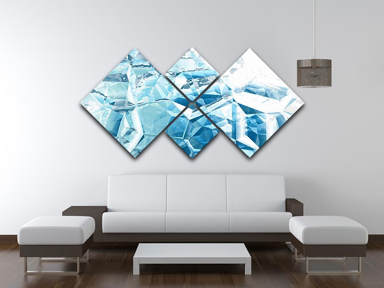 Blue and White Crystal 4 Square Multi Panel Canvas - Canvas Art Rocks - 3