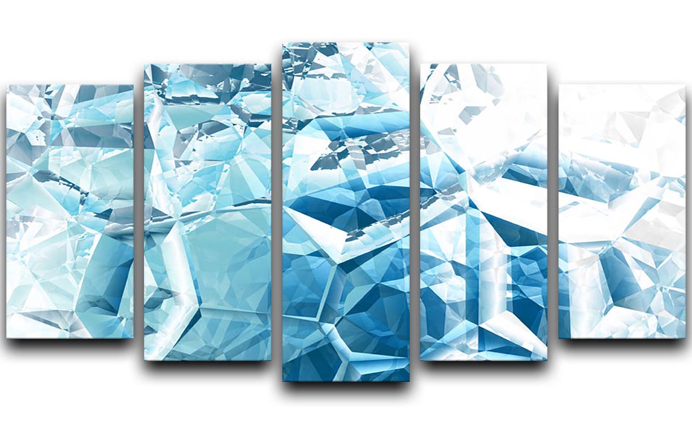 Blue and White Crystal 5 Split Panel Canvas - Canvas Art Rocks - 1