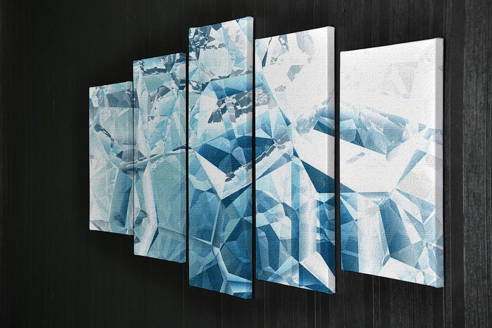 Blue and White Crystal 5 Split Panel Canvas - Canvas Art Rocks - 2